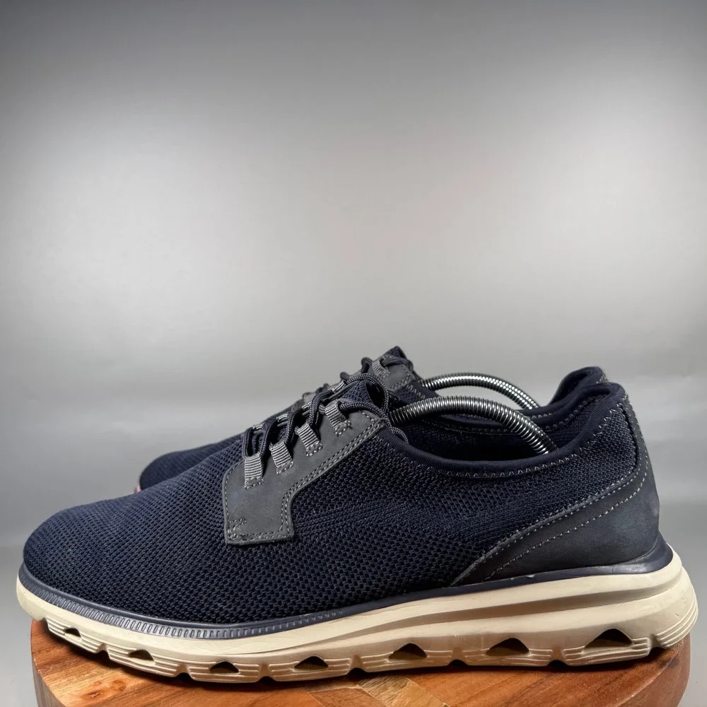 Johnston & Murphy XC4 Prentiss Navy Knit Leather Sneakers Mens 11.5 M 59-93656